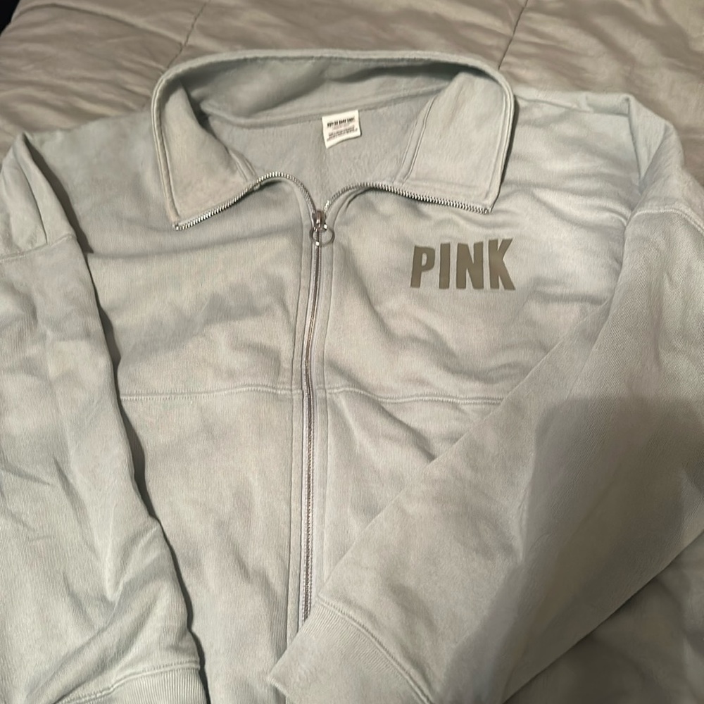 PINK by Victoria’s Secret, sage green full zip sweater size L
